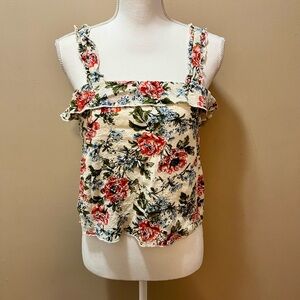 American Eagle Ruffle Floral Tank Top Size XS